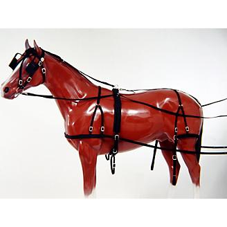 NEW HORSE DELUX NYLON DRIVING CART HARNESS SET TWO TONE SINGLE BLACK/RED COLOUR 