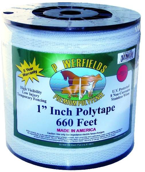Powerfields 1 Inch Poly Tape White 1in x 660ft