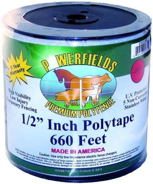 Powerfields Poly Tape 1/2 in White 1/2in x 660ft -  EW5-660