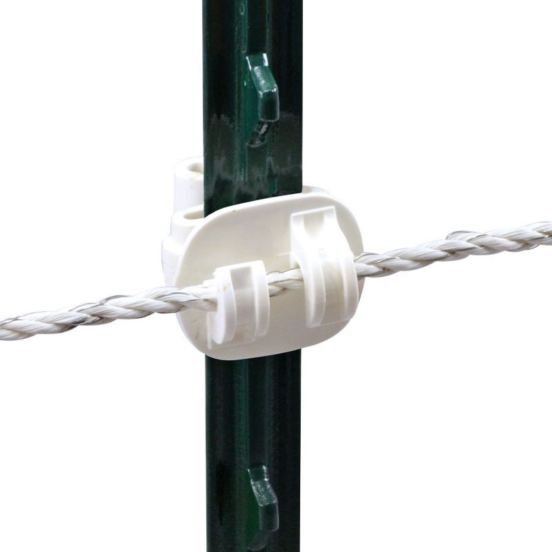 241897 T- Post Claw Insulator - White, Pack of 25