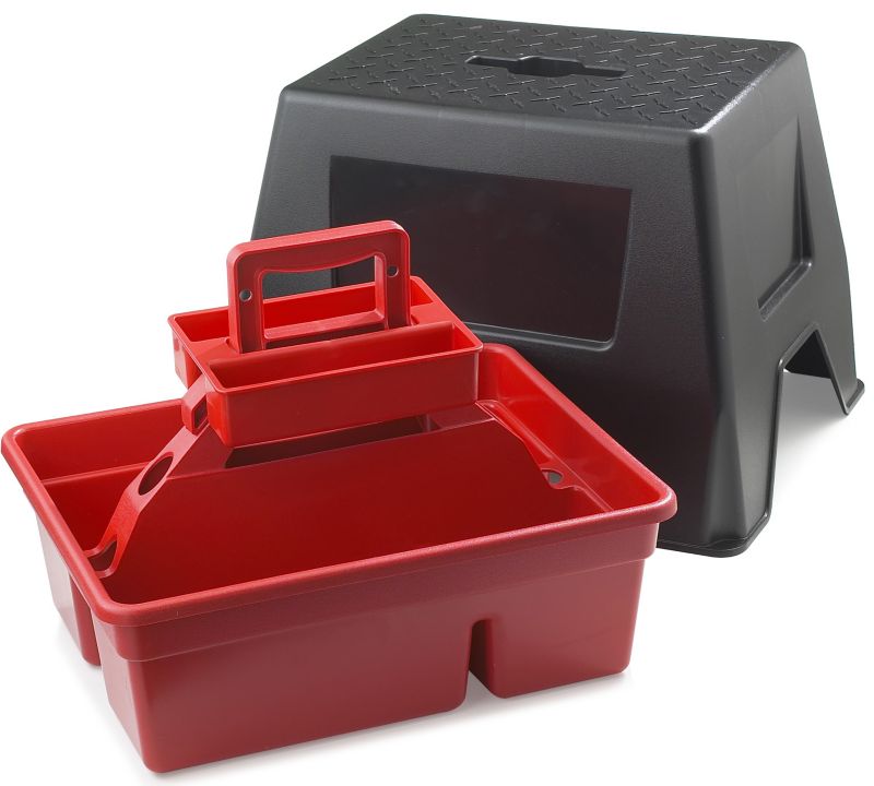 Duratote Step Stool with Grooming Box Red