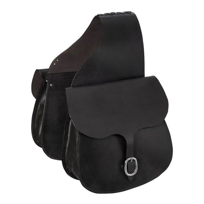 Tough1 Leather Saddle Bag Black