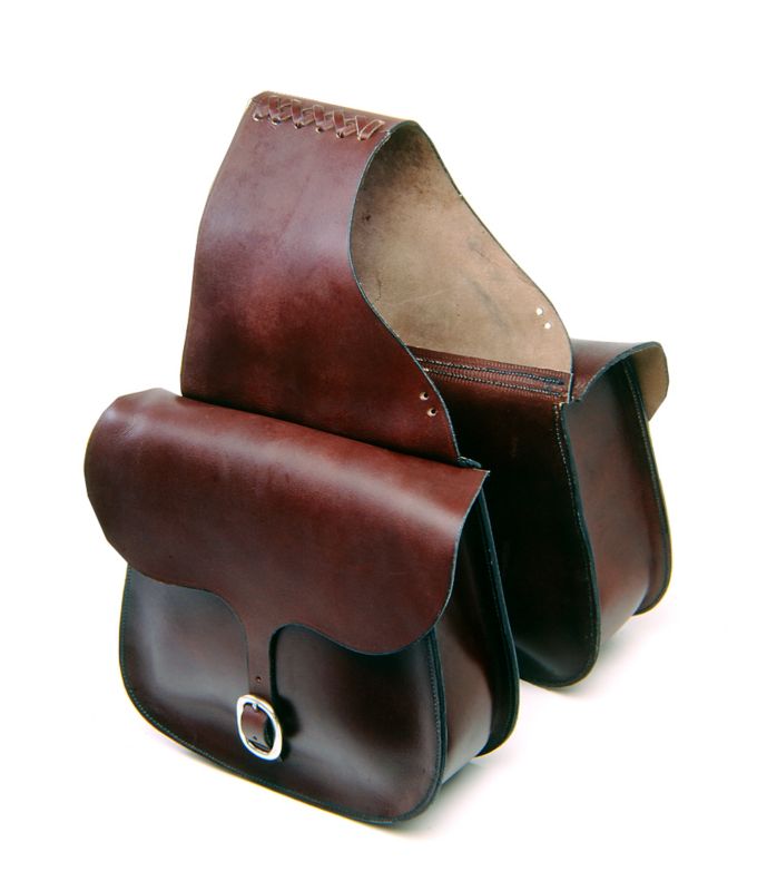 Tough1 Leather Saddle Bag Dark Oil