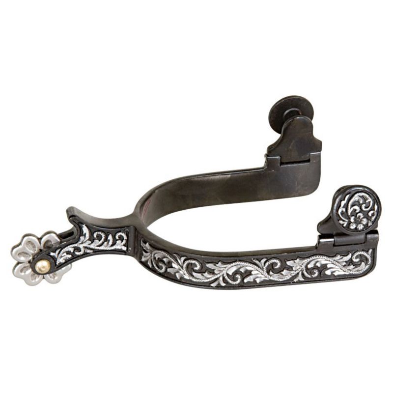 Jeffers Rosebud Rowel Spurs - Antique Brown With German Silver Accents (Pair)