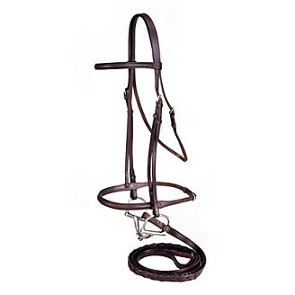 Silver Fox Square Raised Leather Snaffle Show Bridle with Laced Reins 