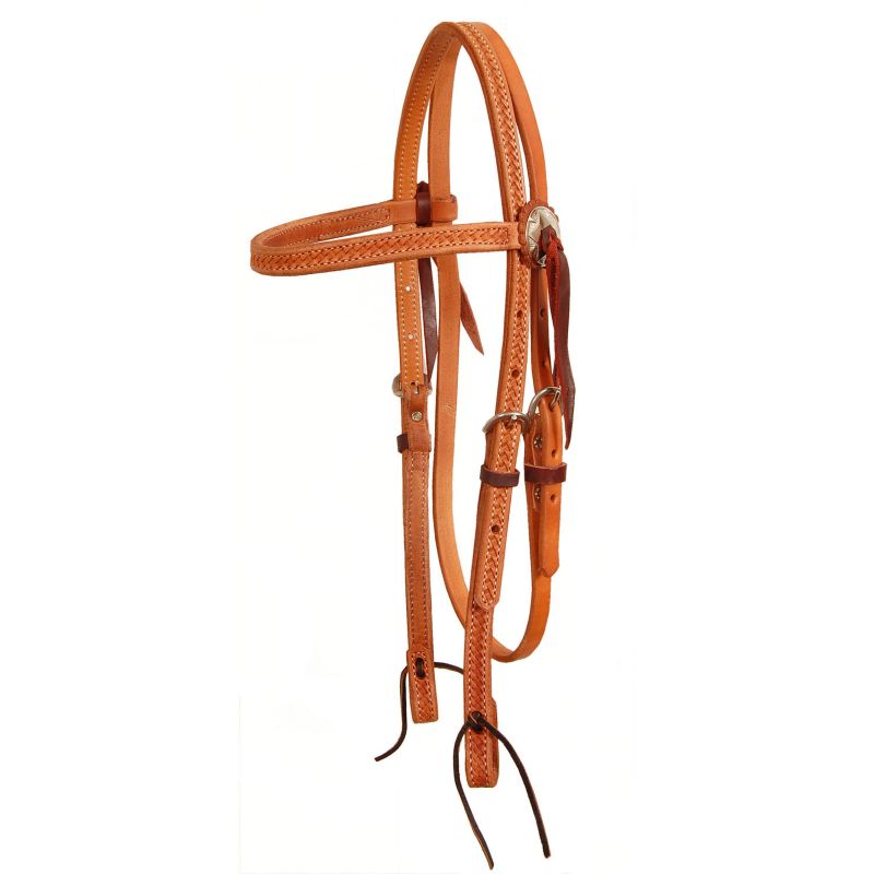 T-5011-BSK-GH American Saddlery Basketweave Browband Headstall sku T-5011-BSK-GH