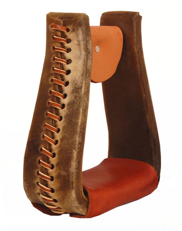 4357NR American Saddlery Rawhide Deep Roper Stirrups Nat sku 4357NR