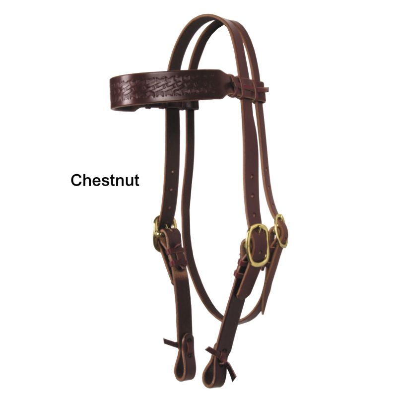 Fabtron Wide Tooled Harness Leather Headstall Chs