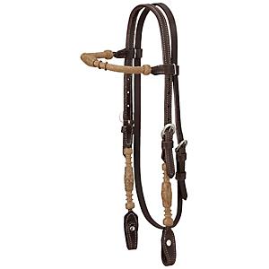 Brand Natural Leather Futurity Brow Bridle w/ Rawhide Trim Horse Tack D.A 