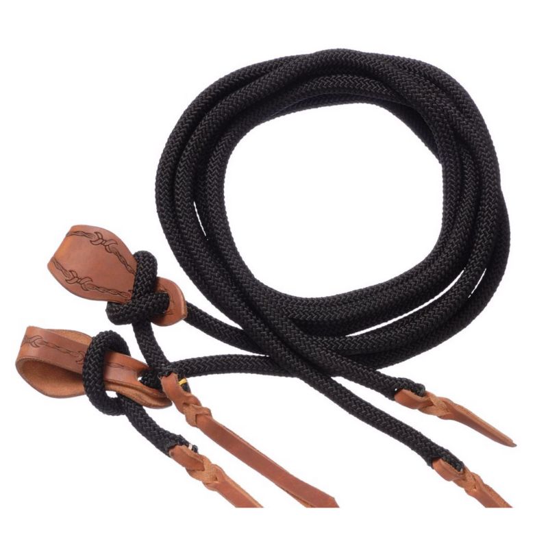 Royal King Slobber Strap Split Reins 8ft Black