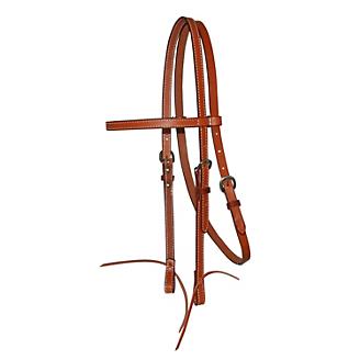 Western Black Leather Twisted Set of Browband Headstall and Split Reins 