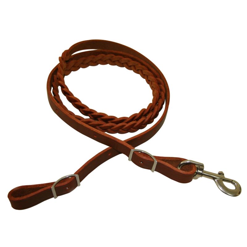 180823BG Western 3-Plaited Leather Contest Rein sku 180823BG