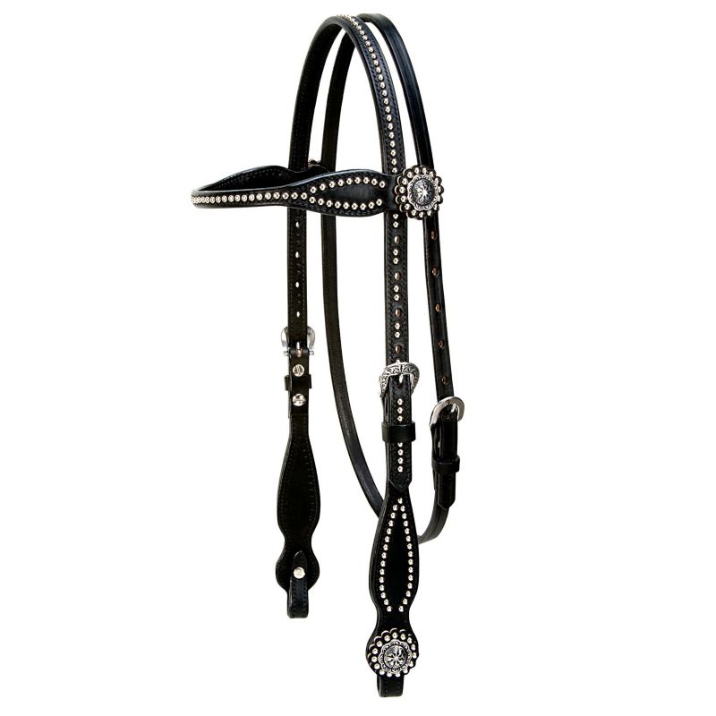 Weaver Back In Black Browband Headstall Statelinetack Com
