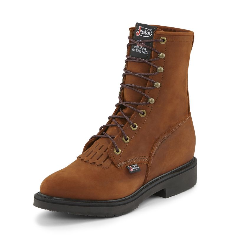 justin men's double comfort lacer work boots