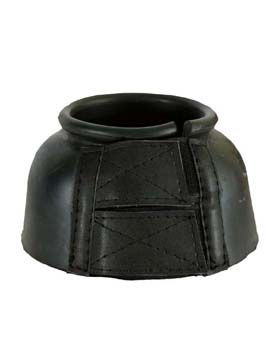 Basic Smooth Rubber Velcro Bell Boots Medium Black