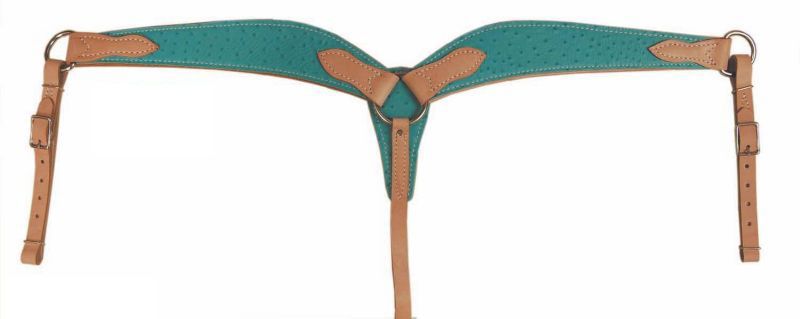 3213-TQ American Saddlery Ostrich Breast Collar Turquoise sku 3213-TQ