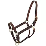 Tough1 Leather Adj Stable Halter w/Snap