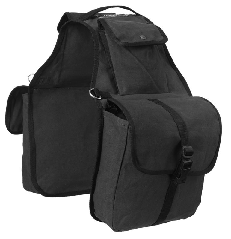 Tough1 Canvas Saddle Bag Black