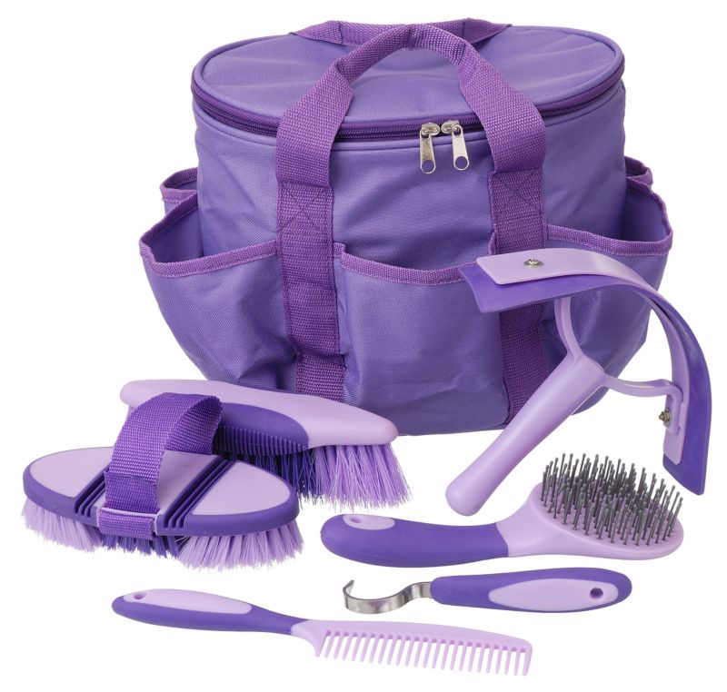 Horse Grooming Kit Viridi Grooming Bag & Set Of 8 Brushes For Horses & Ponies 