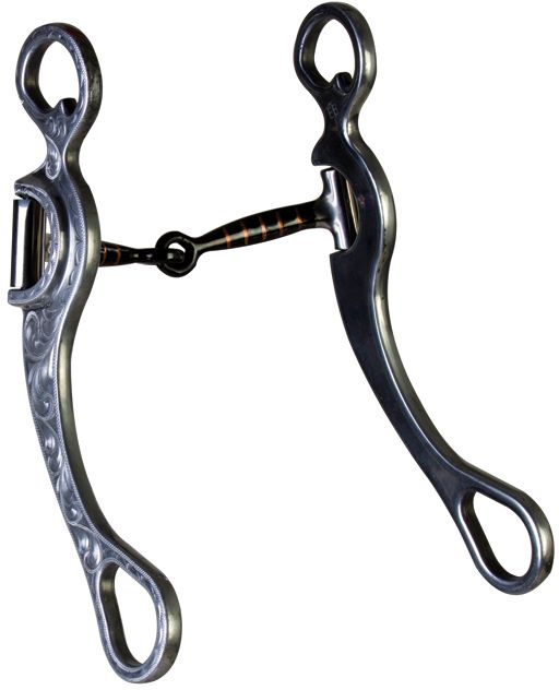 Western AL Engraved Snaffle Long Shank Bit