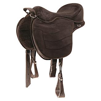 Black Handle jumping horse leather saddle Medium Fit in 17 with Accessories. 