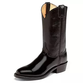 Justin Mens Round Toe 12in Blk Western Boot