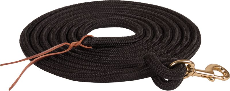 MUSTANG 15ft Braided Poly Black Lead Rope with Brass Plated Snap (8908-D)
