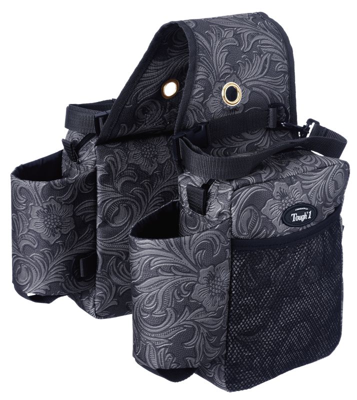 61-7392-752-0 Tough1 Printed Saddle Bag Black Tooled sku 61-7392-752-0