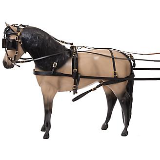 Black Leather Miniature Horse Leather Driving Harness with Silver Spots 