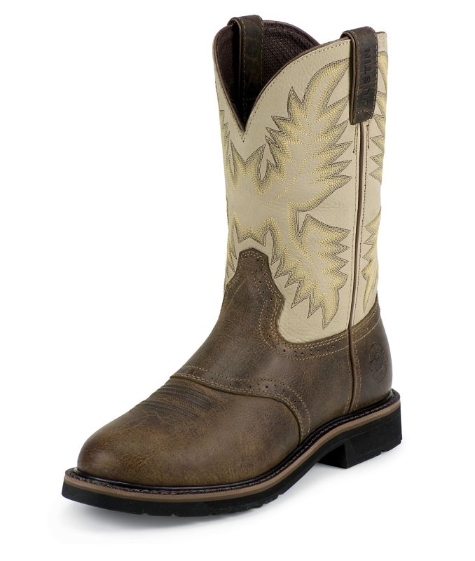 Justin Mens Stampede Steel Waxy Work Boots 10.5EE -  JUSTIN BRANDS INC, SE4661 105EE