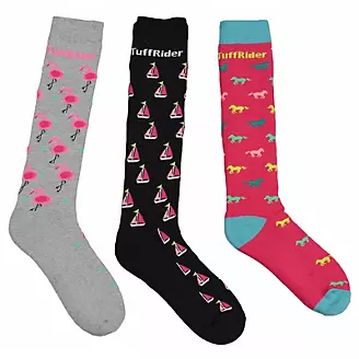 TuffRider Flamingo/Boat/Horse Socks 3 Pack