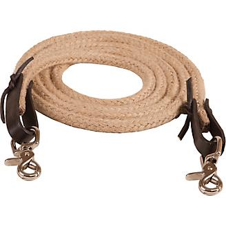 HORSE TACK! 7' TAN Leather Braided Western Roping Reins With Scissor Snap Ends 