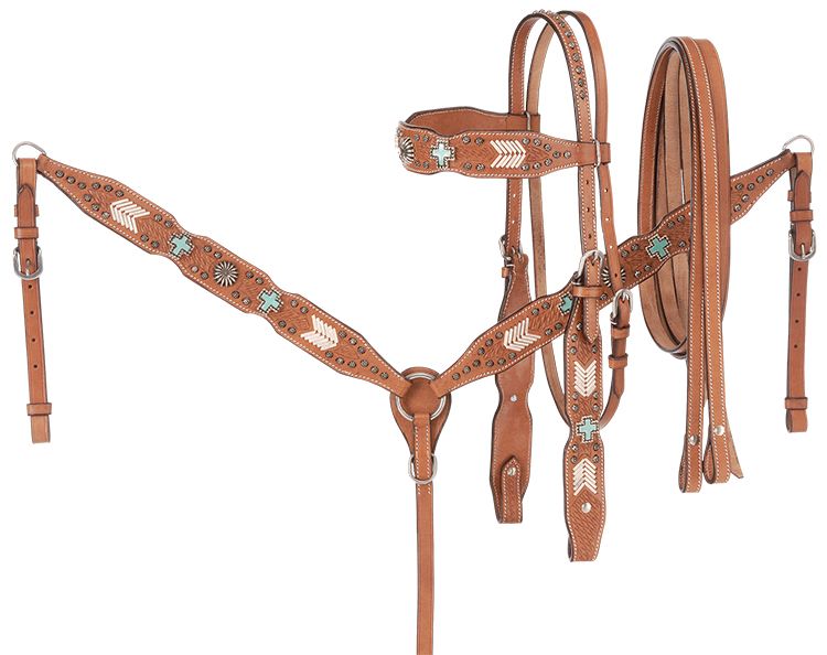 silver cross leather reins