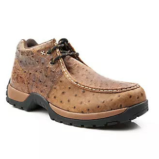 Roper Mens Leather Faux Ostrich Printed Shoes
