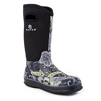 Roper Ladies Rubber Navy Printed Barn Boots