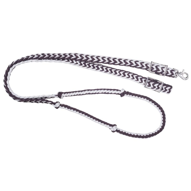 Tough1 Knotted Cord Roping Rein Brown/White