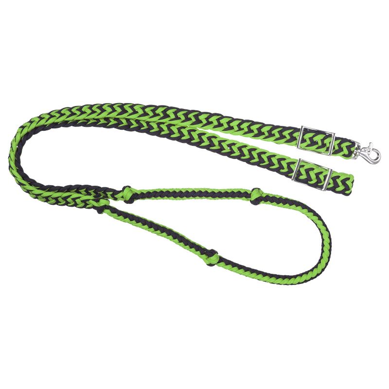 Tough1 Knotted Cord Roping Rein Neon Grn/Black