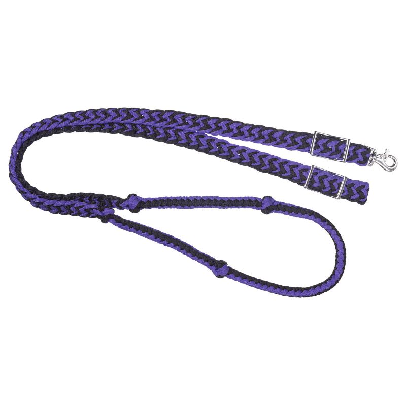 54-915-110-0 Tough1 Knotted Cord Roping Rein Purple/Black sku 54-915-110-0