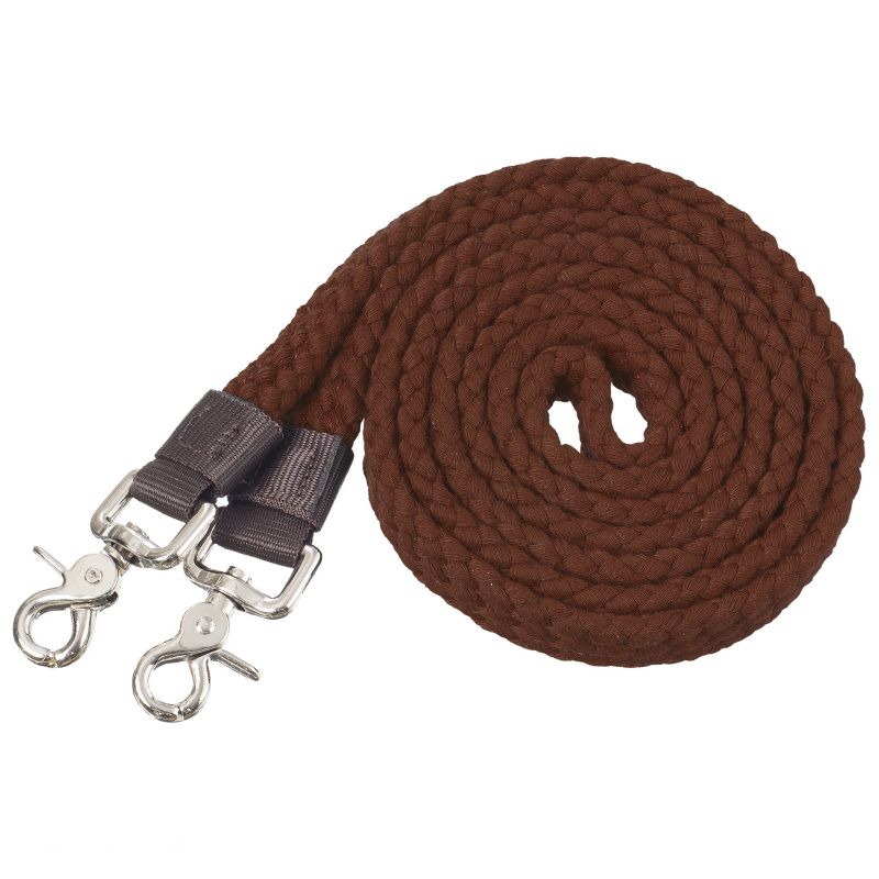 54-905-7-0 Tough1 Flat Cotton Roping Reins 7ft Brown sku 54-905-7-0