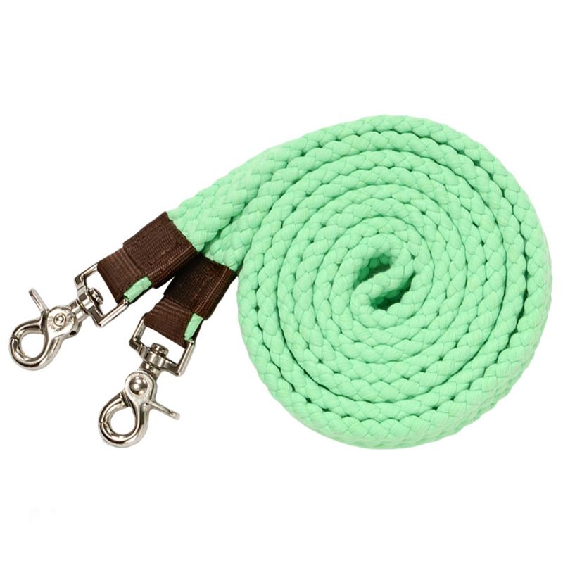 Tough1 Flat Cotton Roping Reins 7ft Neon Green