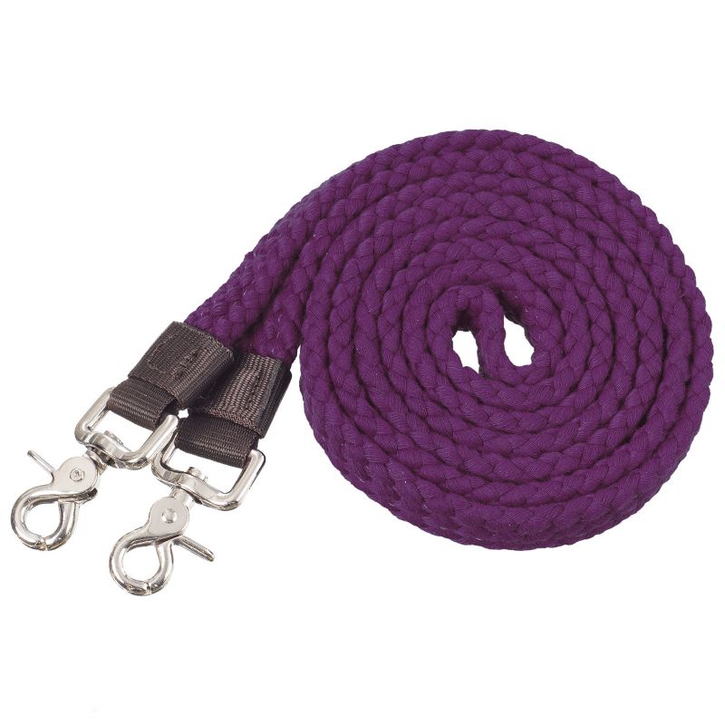 Tough1 Flat Cotton Roping Reins 7ft Purple