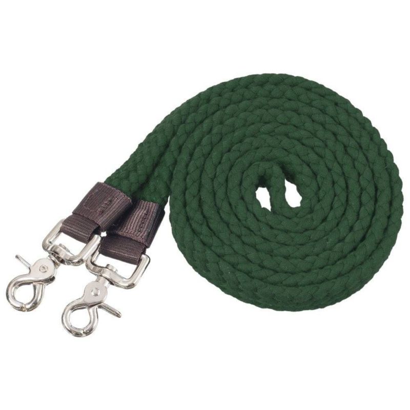 Tough1 Flat Cotton Roping Reins 7ft Hunter Green