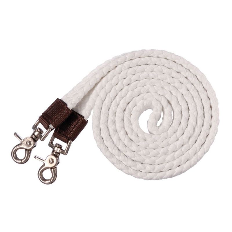 Tough1 Flat Cotton Roping Reins 7ft White