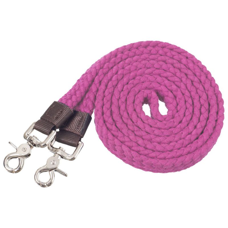 Tough1 Flat Cotton Roping Reins 7ft Pink