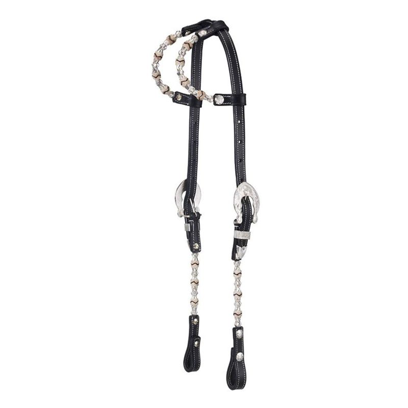 Royal King Raw/Ferr Silver DblEar Headstall Black