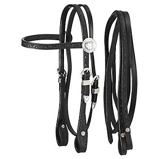 Black MINI Size POCO Leather Headstall with Reins 