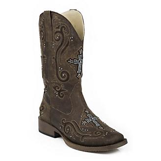 Roper Ladies Faith Square Toe Brown Boots
