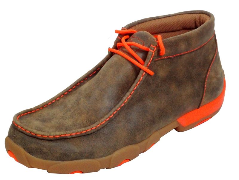 Twisted X Mens Orange Lace Driving Mocs 