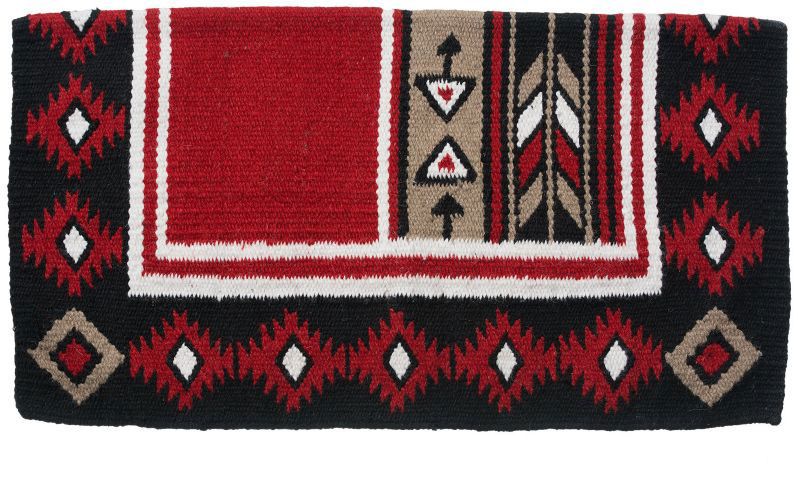 Tough1 Cherokee Wool Saddle Blanket Red/Black -  JT International, 35-9060-435-0