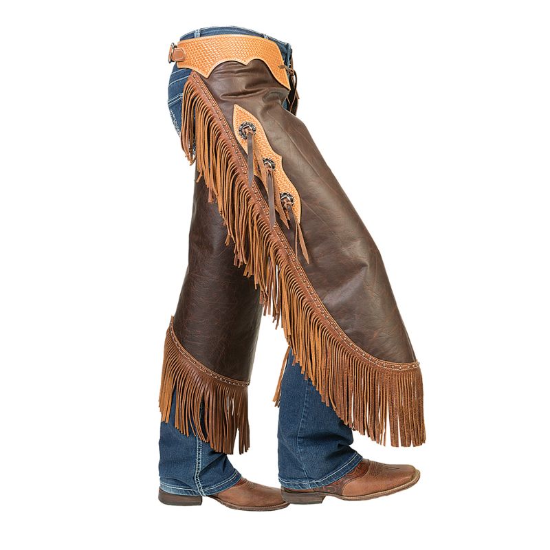 Chaps Cuir Ridex Fashion Pull-Up Avec Empiècement Floral - équitation Trail Adulte